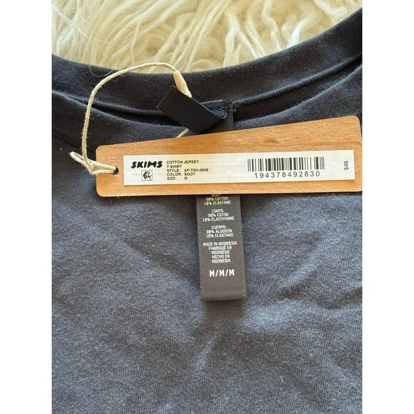Skims Cotton Jersey T-Shirt Soot Size Medium - Picture 6 of 6